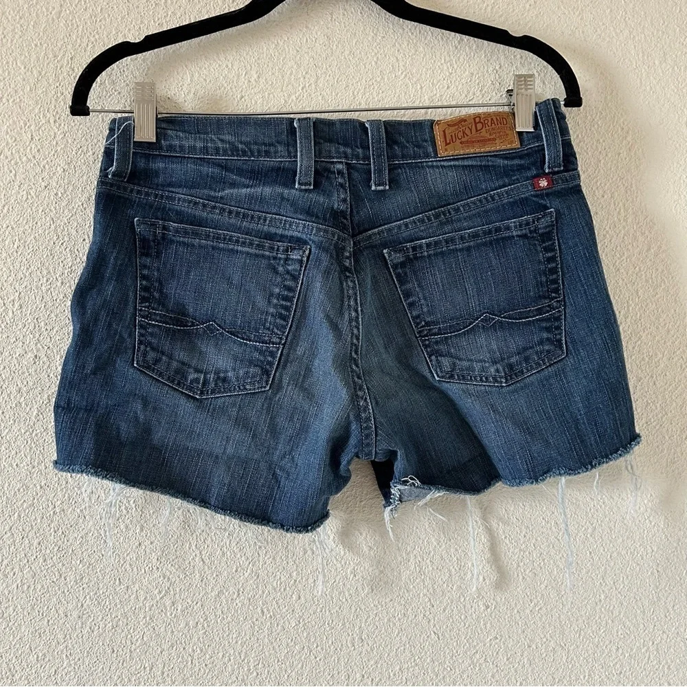Lucky Brand Jeans Denim Shorts Long Inseam Sz 4/27 Stretch Summer Festival beach